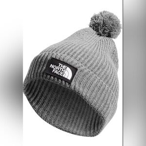 NORTH FACE UNISEX GRAY WOOL HAT with Pom ONE SIZE